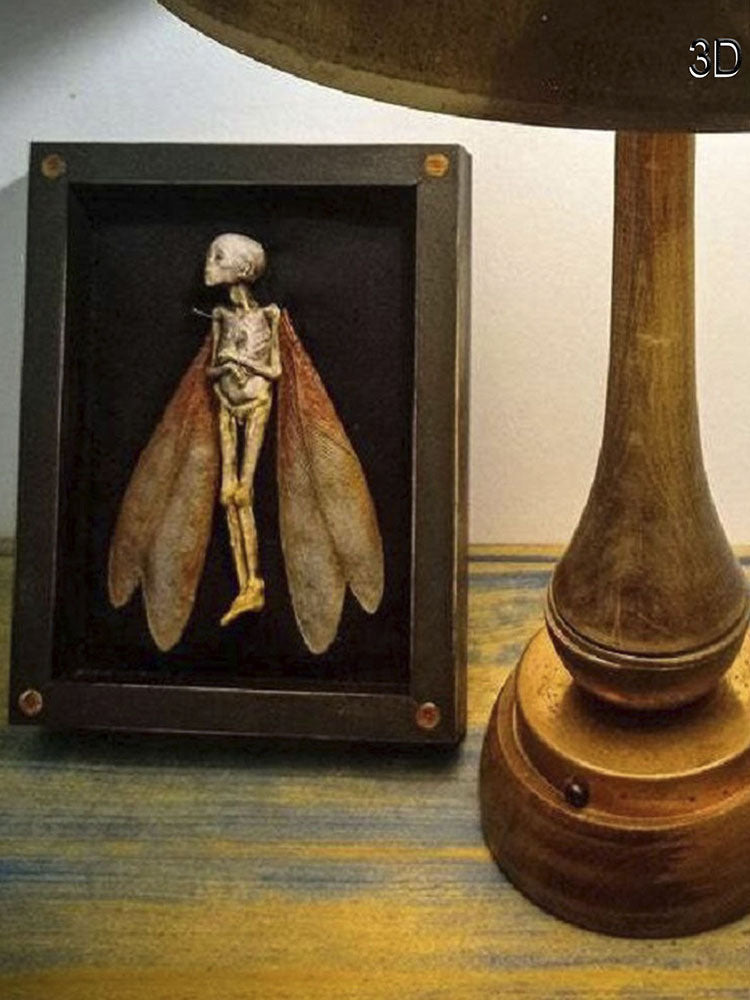 Halloween Shadow Box Decor with Dead Fairy Scene Wooden Ornament Black