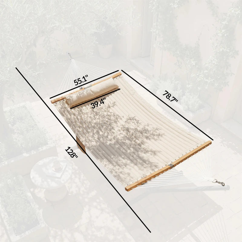 Double Hammock with Quilted Padding for Patio & Garden