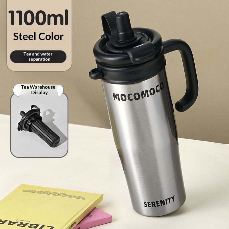 Large Capacity Thermal Insulation Cup with Straw - Stainless Steel Travel Mug