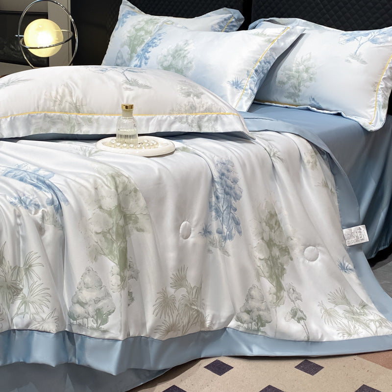 Washed Silk Summer Quilt Light Luxury Bedding Set - Multiple Sizes & Patterns