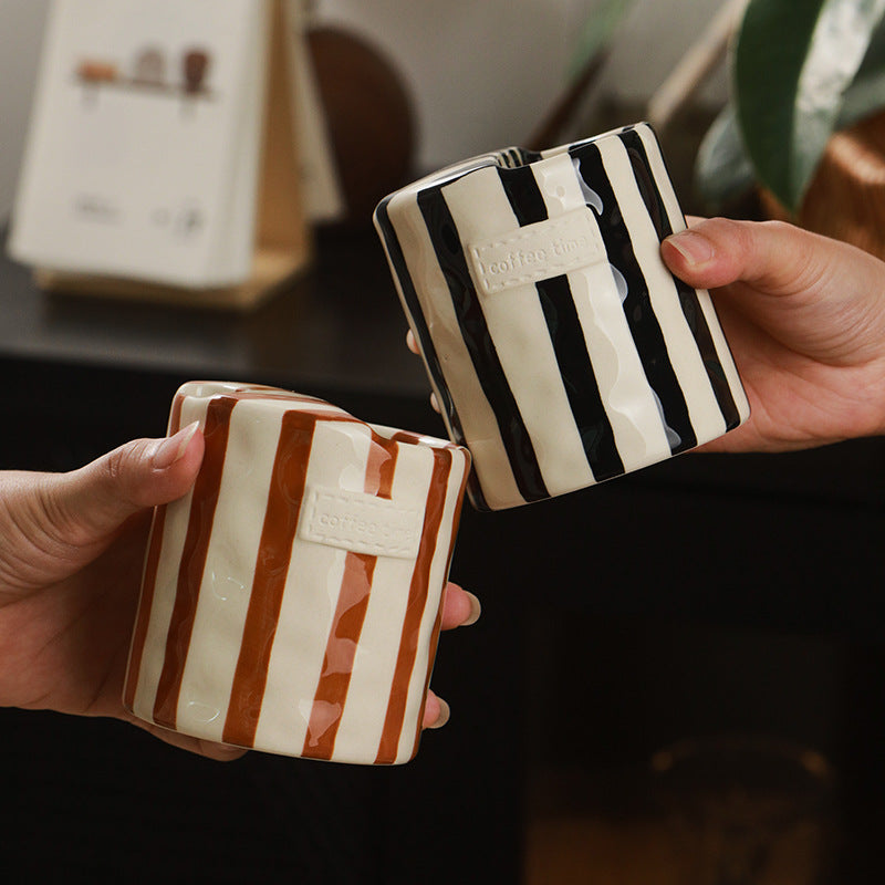 Vintage Hand-Painted Ceramic Double-Sharing Cup - Creative Kitchen Drinkware