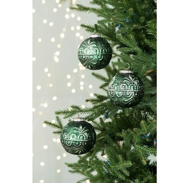 Christmas Ball Ornaments Set - 6 Glass Decorative Hanging Balls