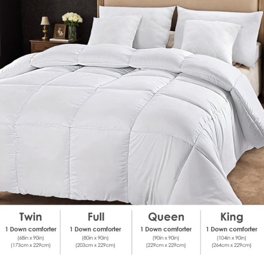 Full Size White Microfiber Comforter - Lightweight & Warm