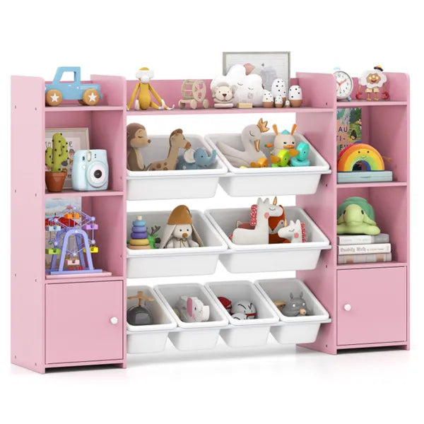 Pink Multi-Functional Kids Storage Shelf - Toy Organizer+Bookcase,