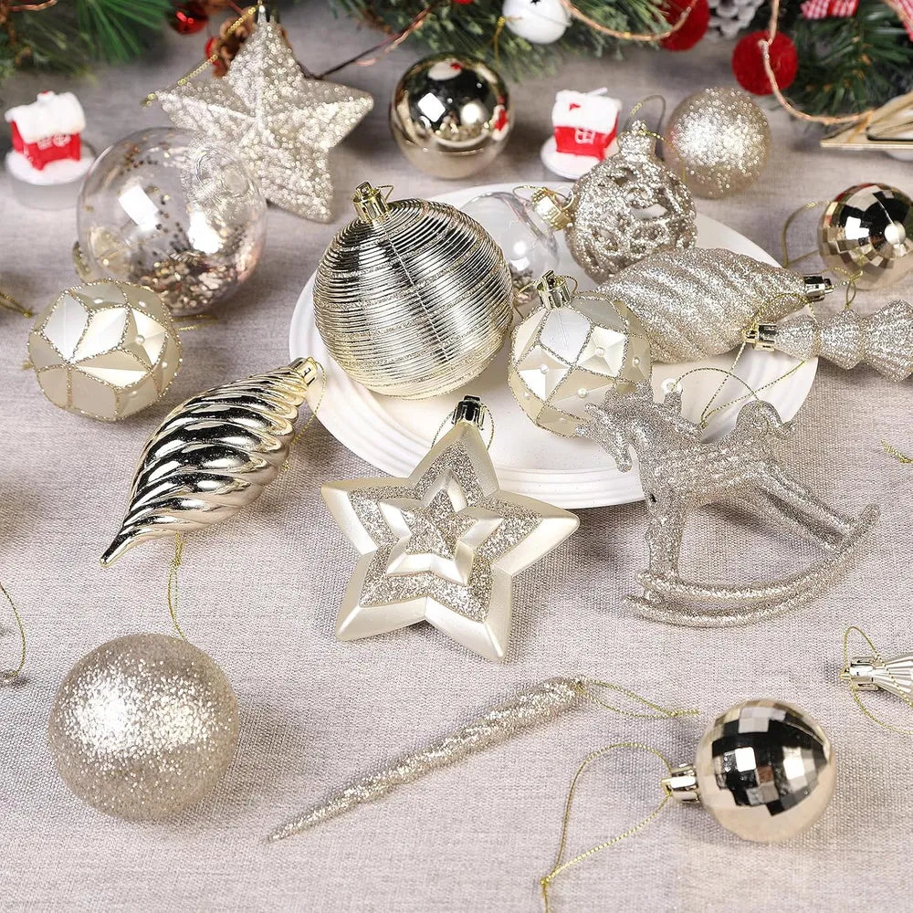 100pcs Shatterproof Christmas Tree Ornaments - Decorative Baubles