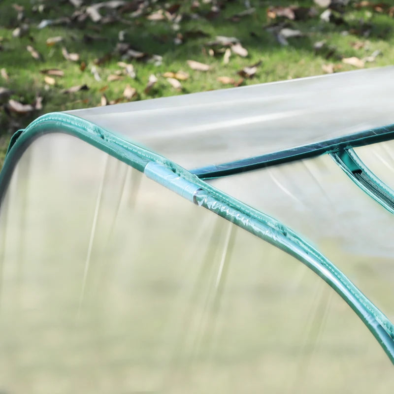 Portable Greenhouse Tunnel with 4 Zippered Doors, UV-Resistant PVC Cover - 13 ft
