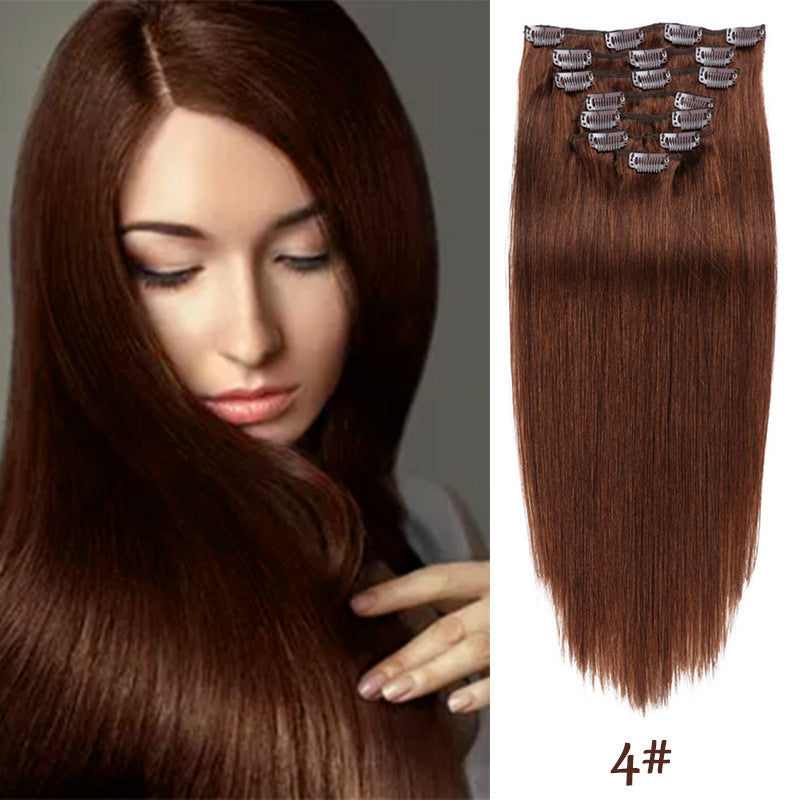 Clip-in Human Hair Extensions 14 Inches 70g Seven-Piece Set for All Hair Types