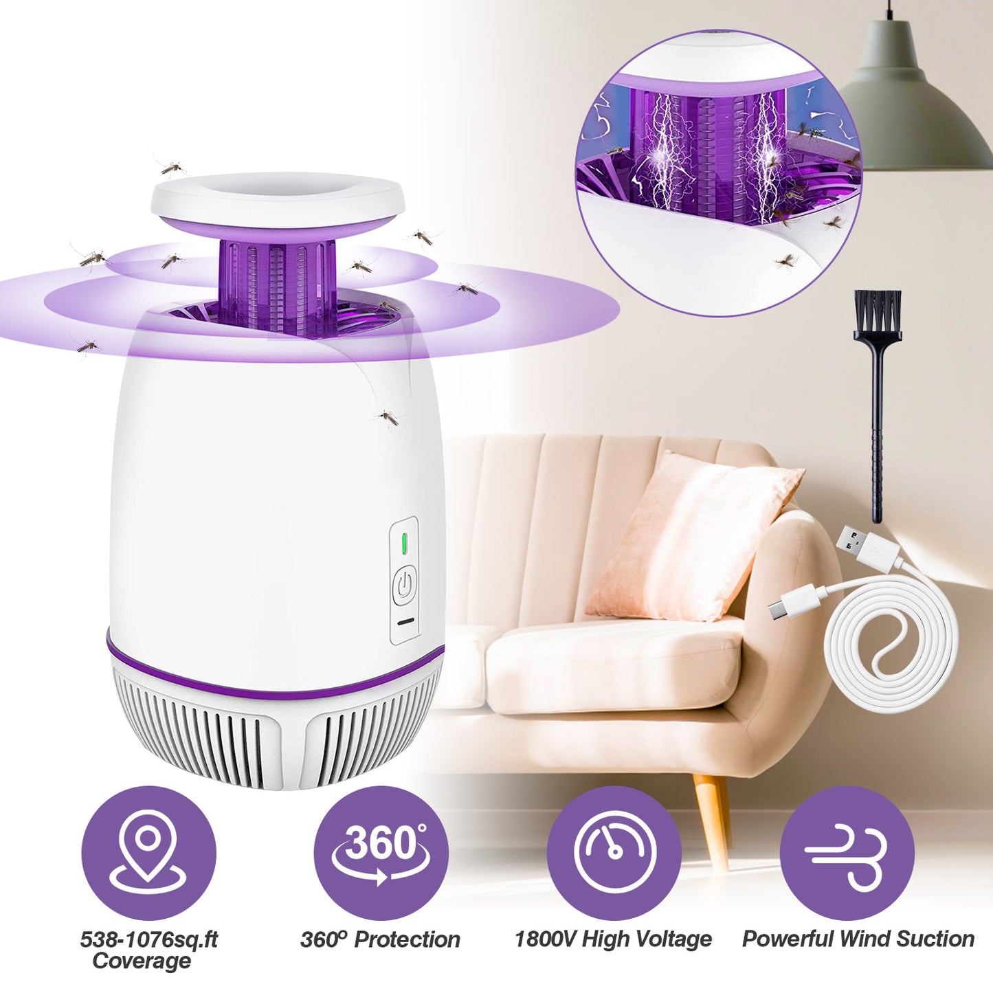 Electric Mosquito Zapper with 3 Modes - Indoor & Outdoor Use