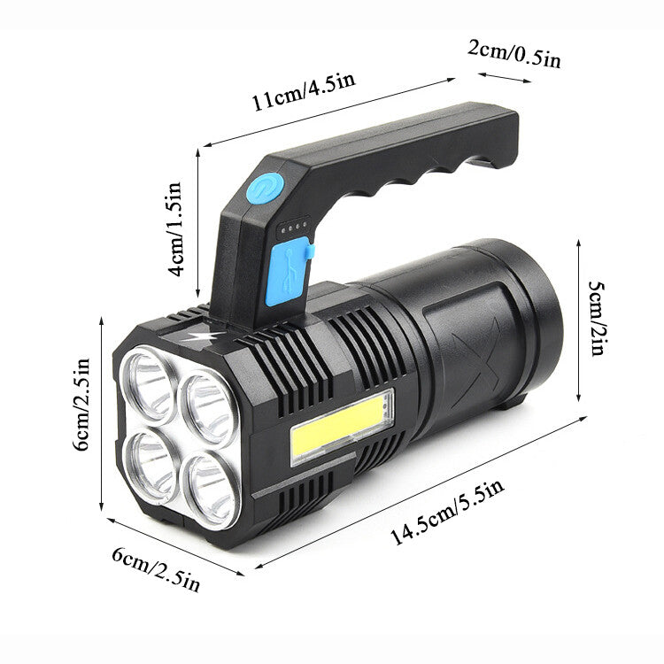 Rechargeable LED Flashlight Waterproof Torch with 4 Modes Camping Light