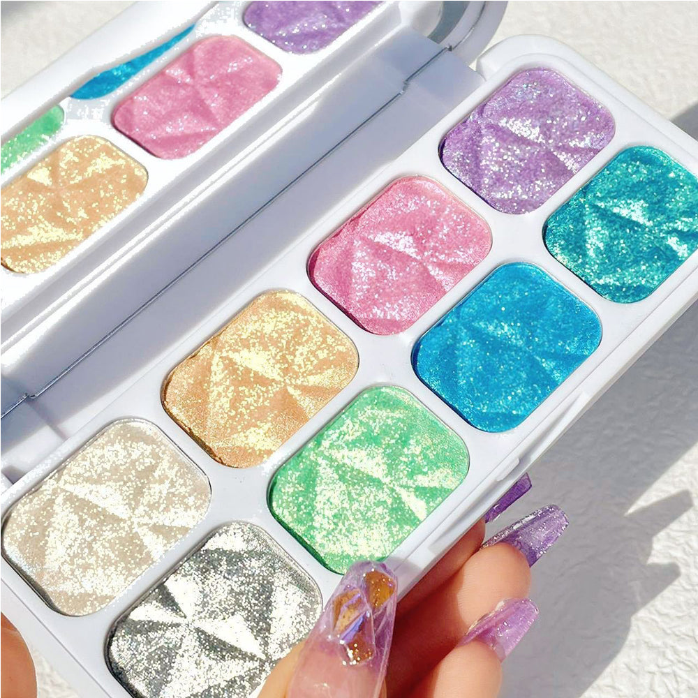 8-Color Macaron Chameleon Eyeshadow Palette - Multichrome Glitter Highlighter