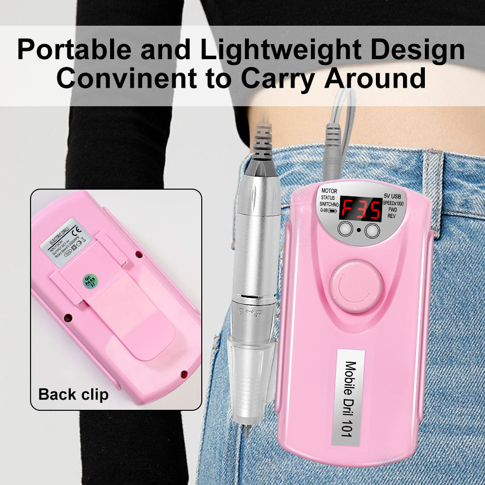 Professional 35000 RPM Rechargeable Electric Nail Drill Kit - Portable File