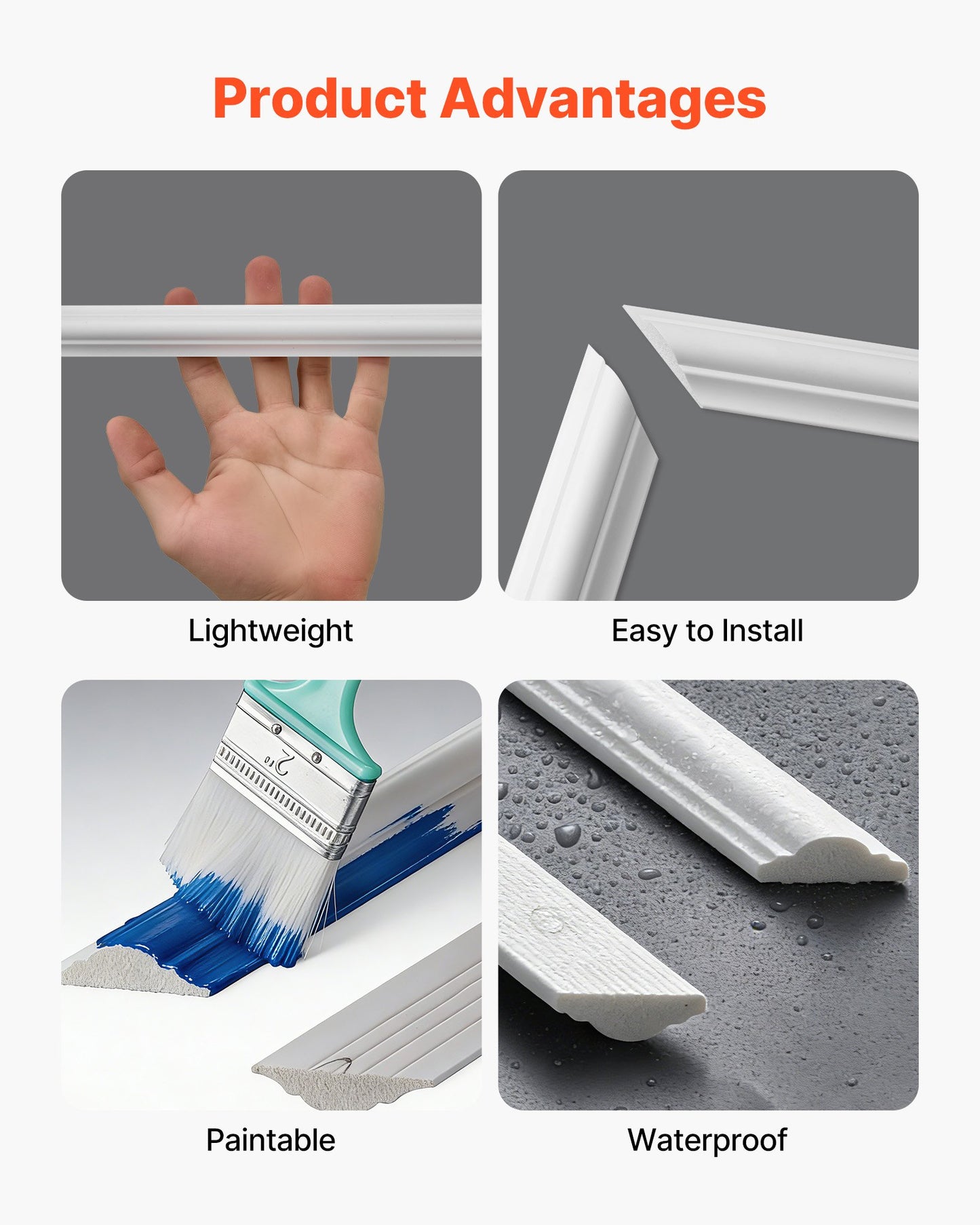 Wall Molding 3 Pack - Paintable Wainscoting Panels Kit for Interior Accent Walls