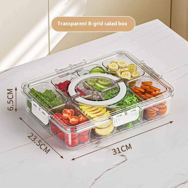 Food Storage Container 8-Grid Transparent Sealed Box Food Grade Kitchen Organizer