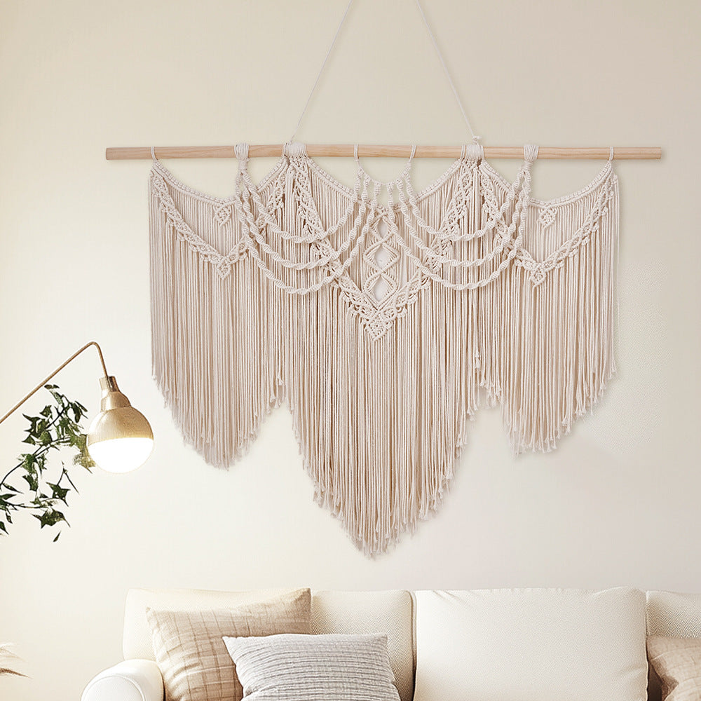 Large Handwoven Cotton Tapestry Wall Hanging - Nordic Style, 110x85cm