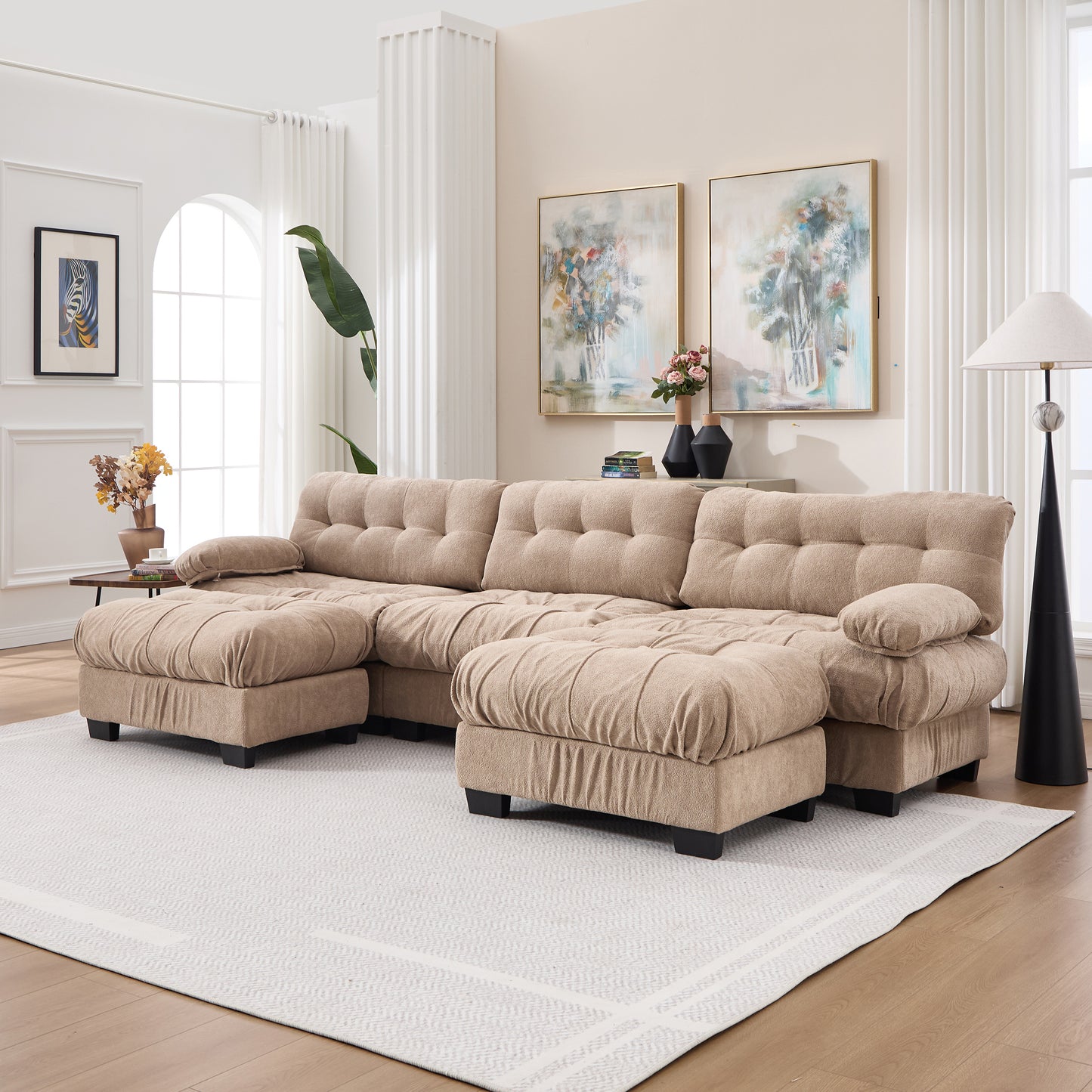 U Shaped Modular Sectional Sofa - Modern Deep Seat Cloud Couch