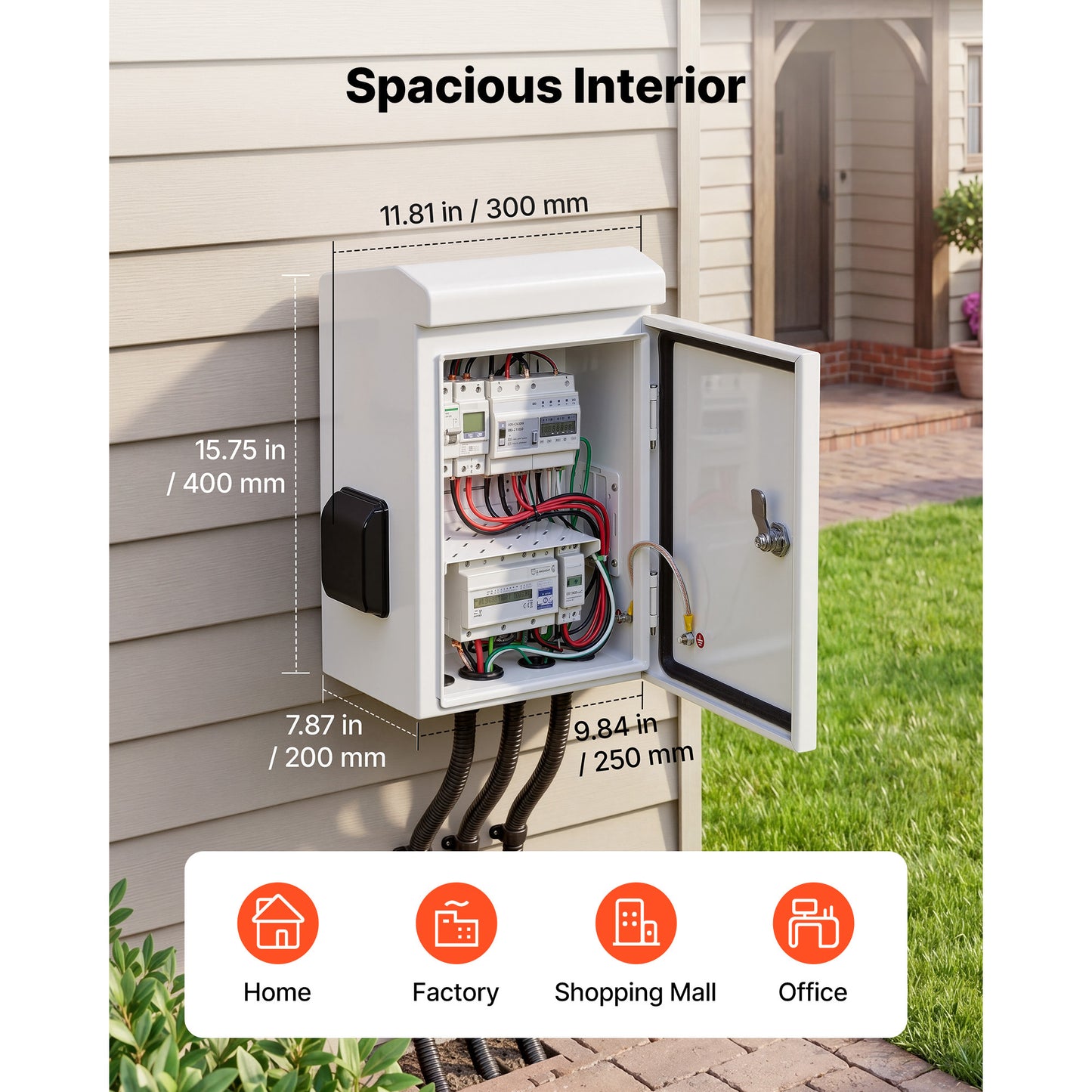 Outdoor Electrical Box with Thermostat and Fan, Rain Hood, Waterproof Enclosure 16x12x8 in
