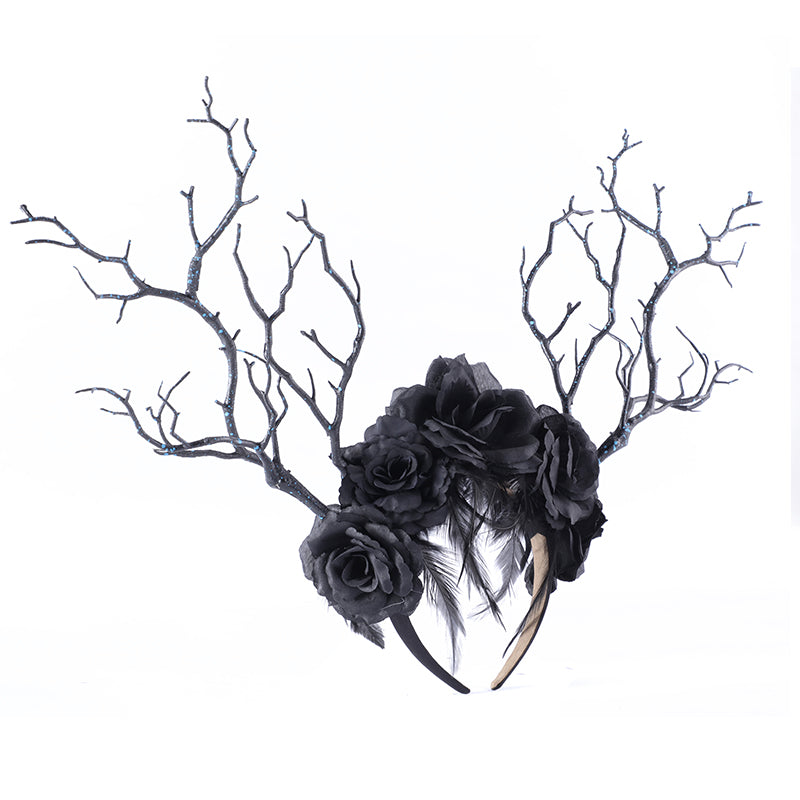 Vintage Fairy Tale Flower Feather Headband for Women Halloween Costume