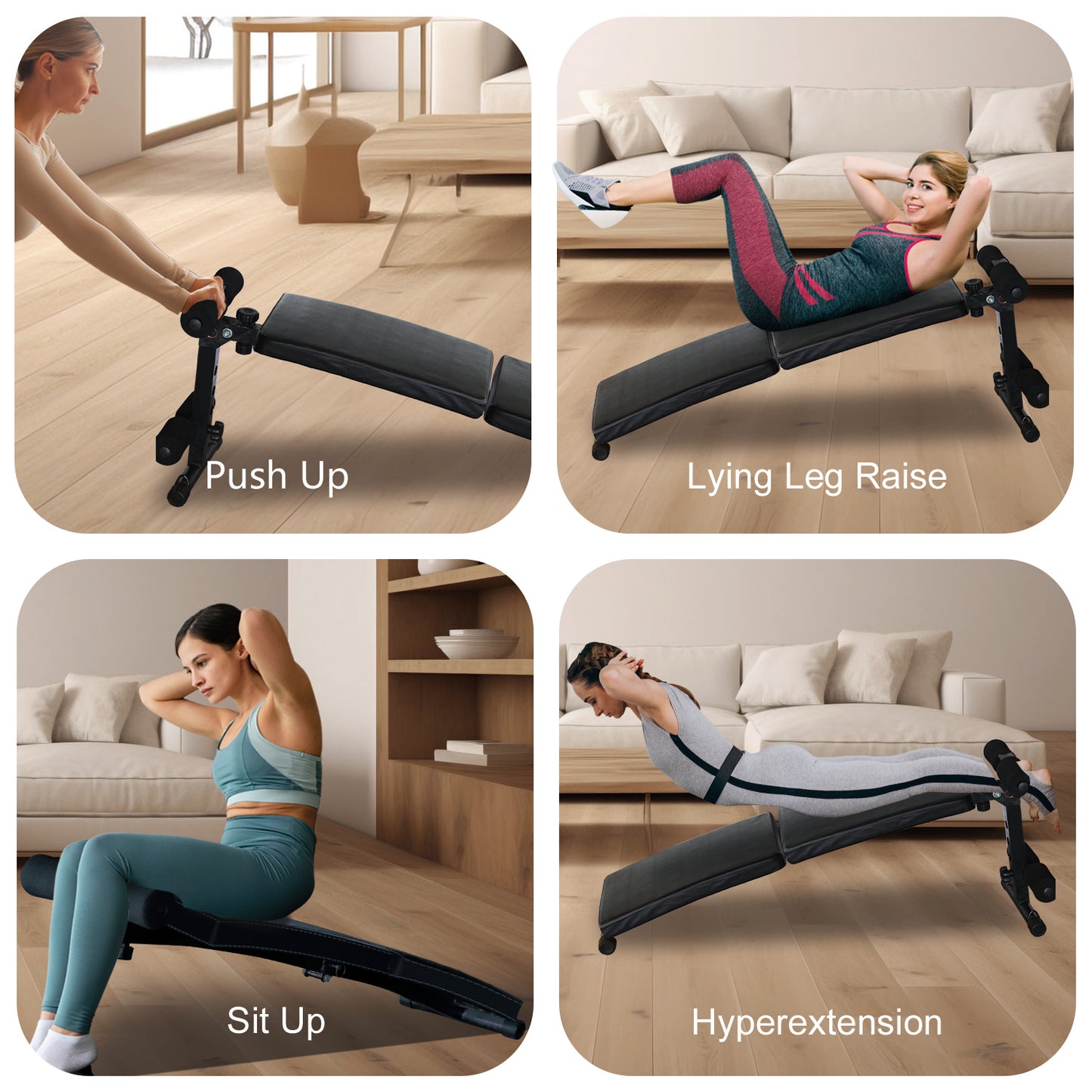 Adjustable Utility Bench for Home Gym - Black