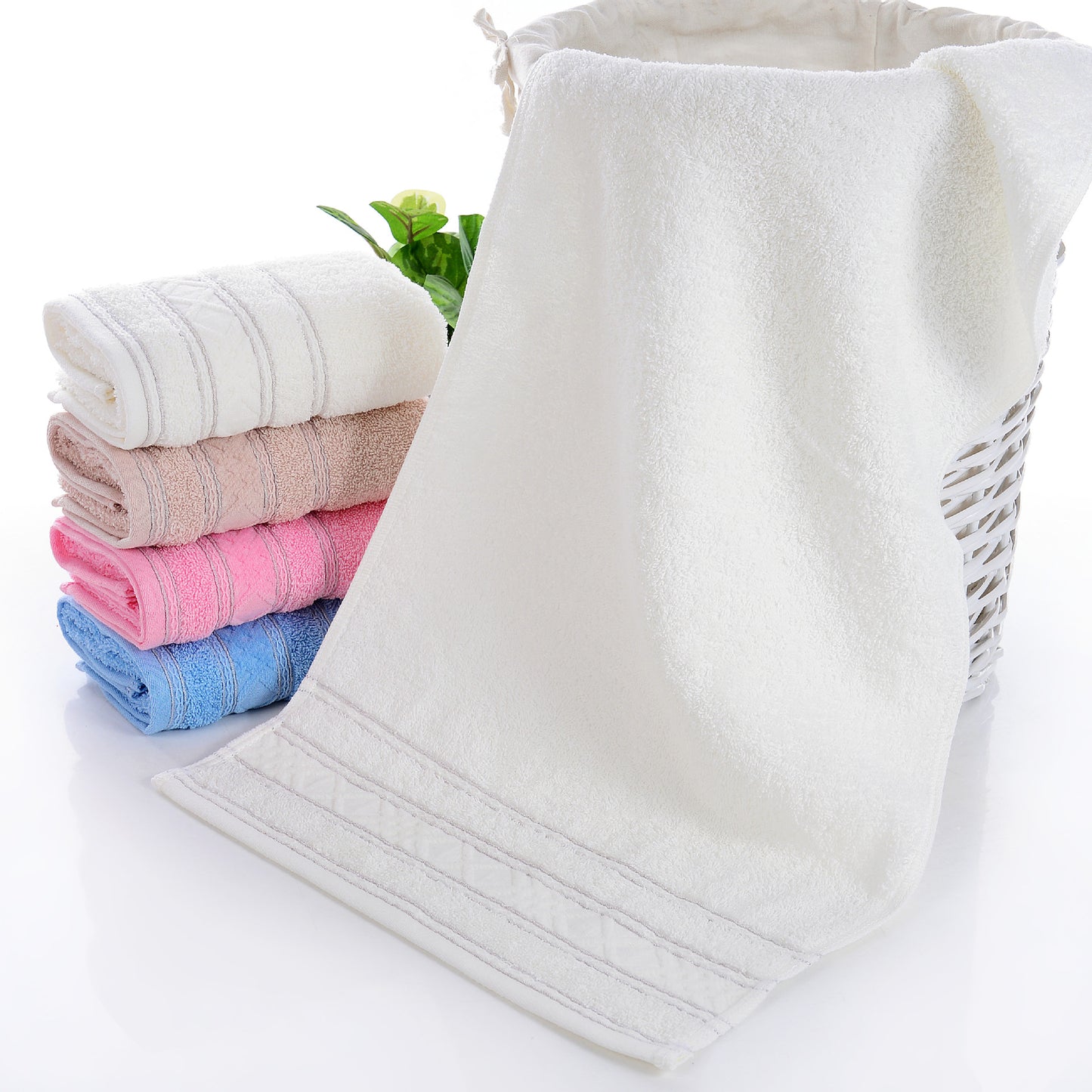 Pure Cotton Towel - Soft, Highly Absorbent, Solid Color, Embroidered All-Cotton