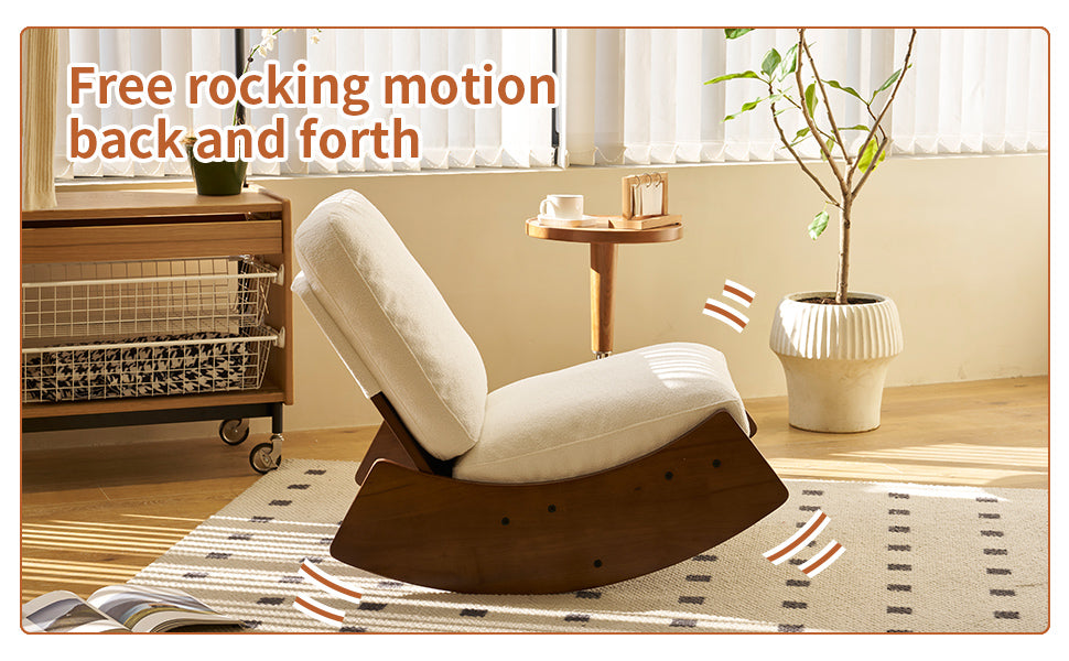 Comfortable White Glider Rocking Chair - Solid Wood Frame