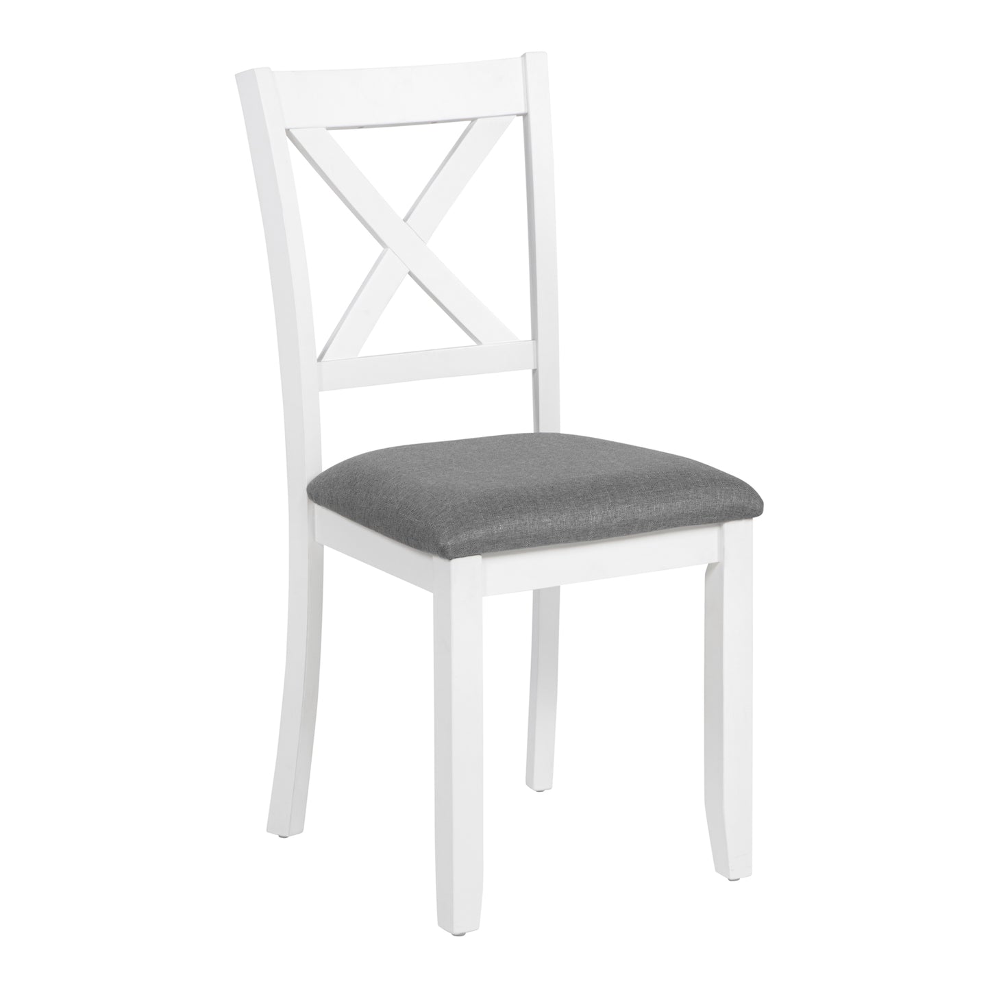 Solid Wood Dining Table Set with 6 Padded Chairs - Grey & White