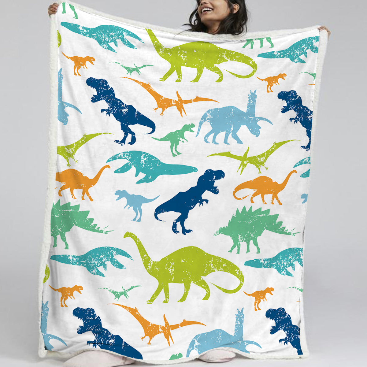 Cute Dinosaur Themed Lamb Wool Blanket - Soft Warm Throw for Sofa Bed Camping