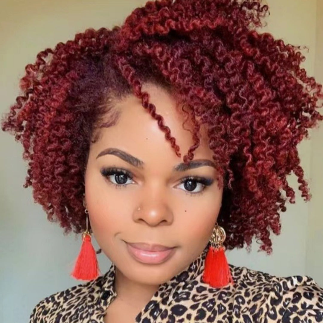 Women's Short Curly Synthetic Wig with Divided Style - Multiple Colors