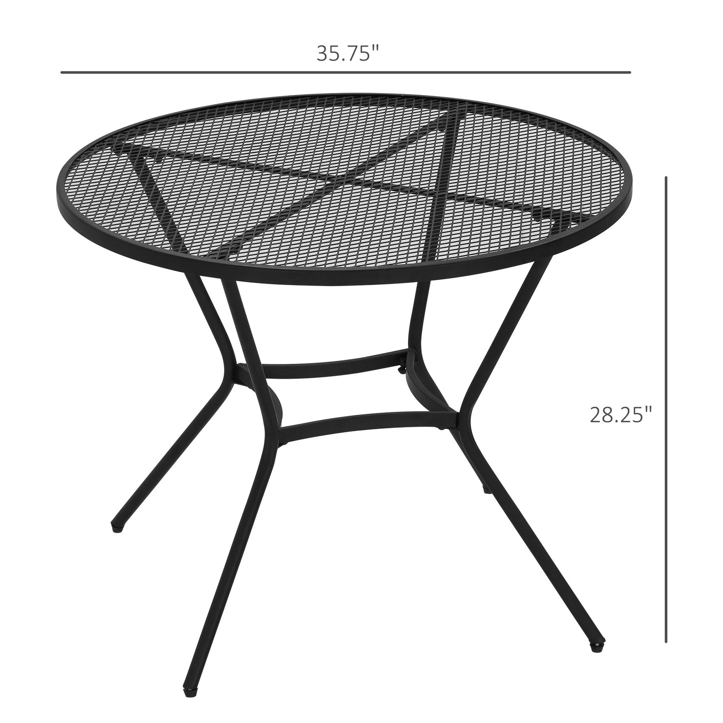 35" Round Bistro Dining Table - Black Metal Mesh Patio Table