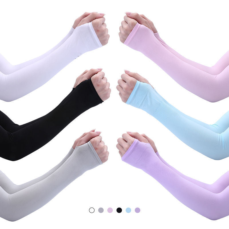 Cooling Ice Silk Sun Sleeves - UV Protection Arm Guards for Outdoor Activities