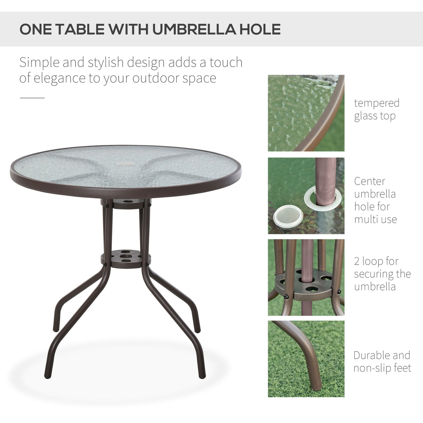 6-Piece Patio Dining Set for 4 with Umbrella - Beige