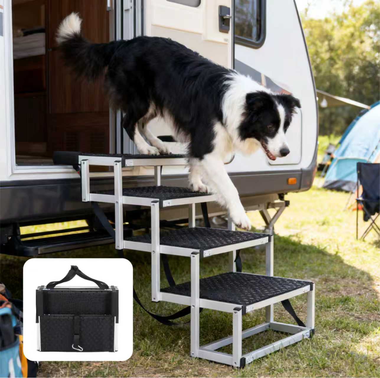 Foldable Dog Ramp for Cars SUV Truck Large Dogs Non-Slip Lightweight Supports 250lbs