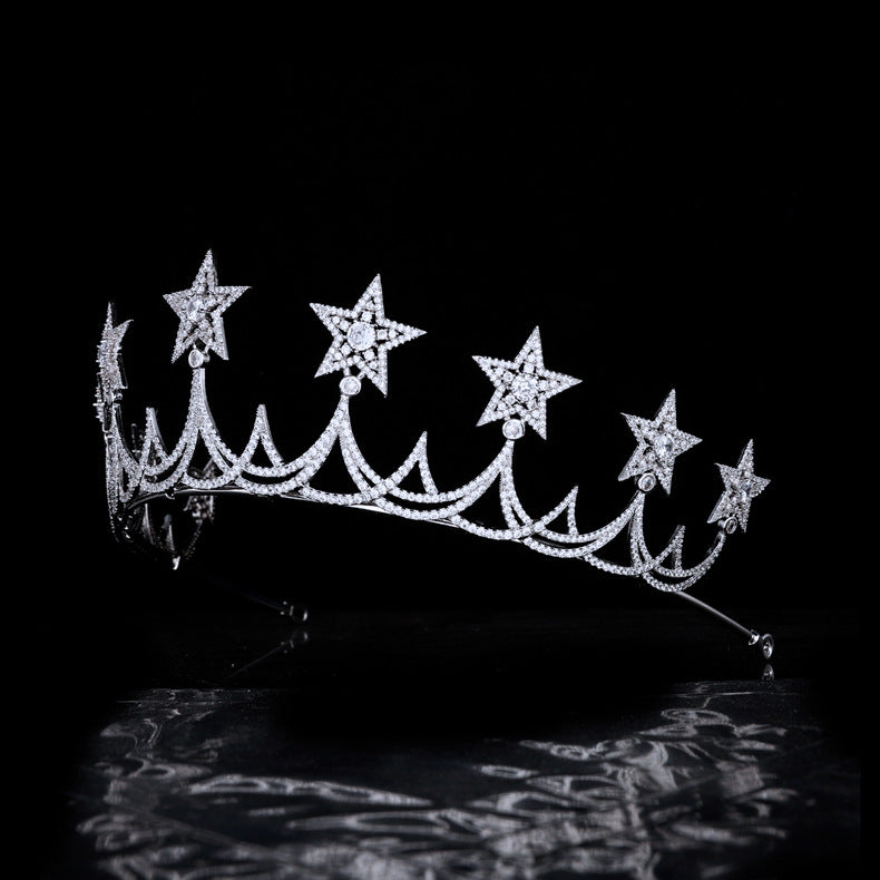 Zircon Crown Headband - White Gold Plated