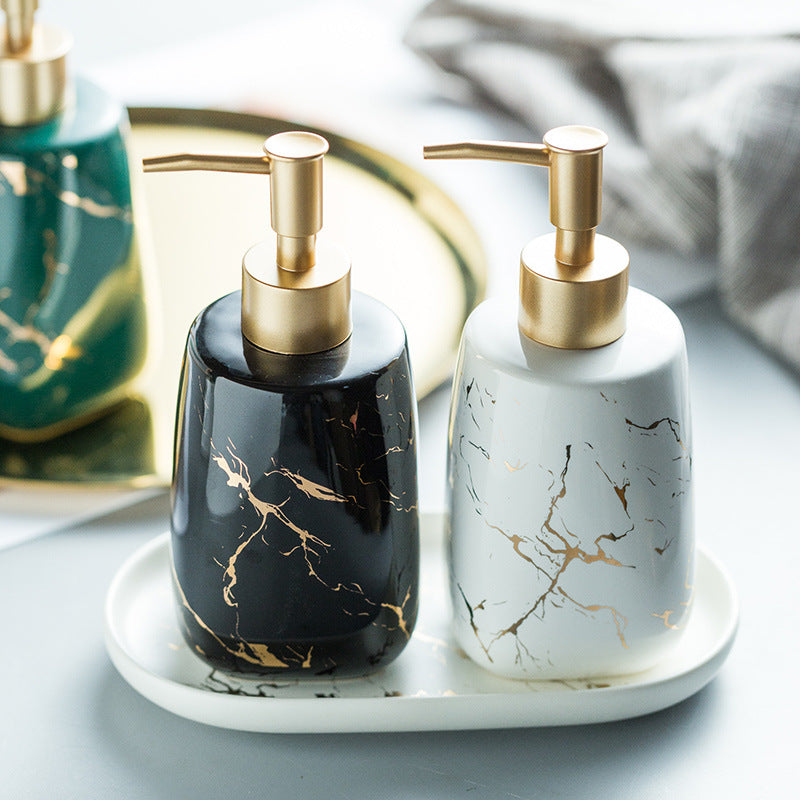 Ceramic Bathroom Storage Bottle Set - Bright White, Light Black, Green