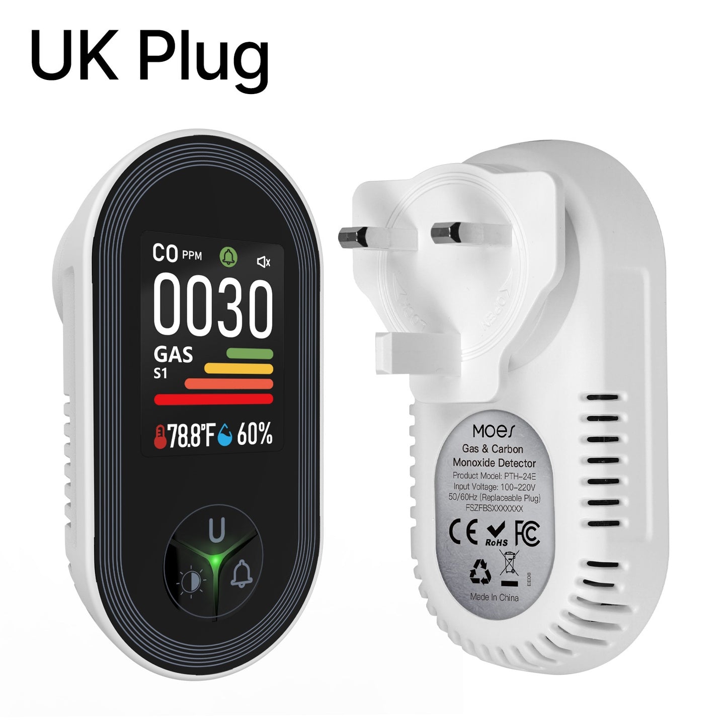 Carbon Monoxide Air Quality Detector with Alarm - Multiple Standards