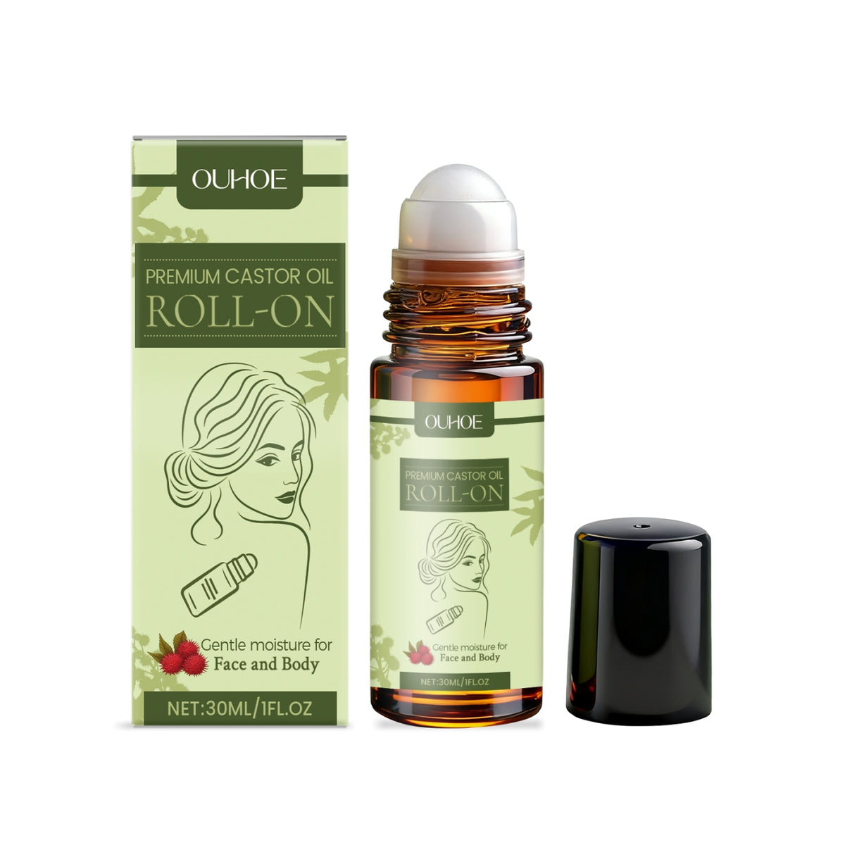 Castor Oil Roll-On 30ml - Hair & Skin Care Natural Essential Oil