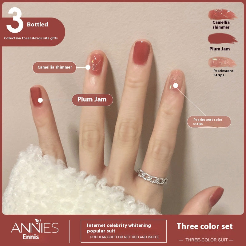 Three-Color Gel Nail Polish Set for Manicure - Nude, Purple, Orange