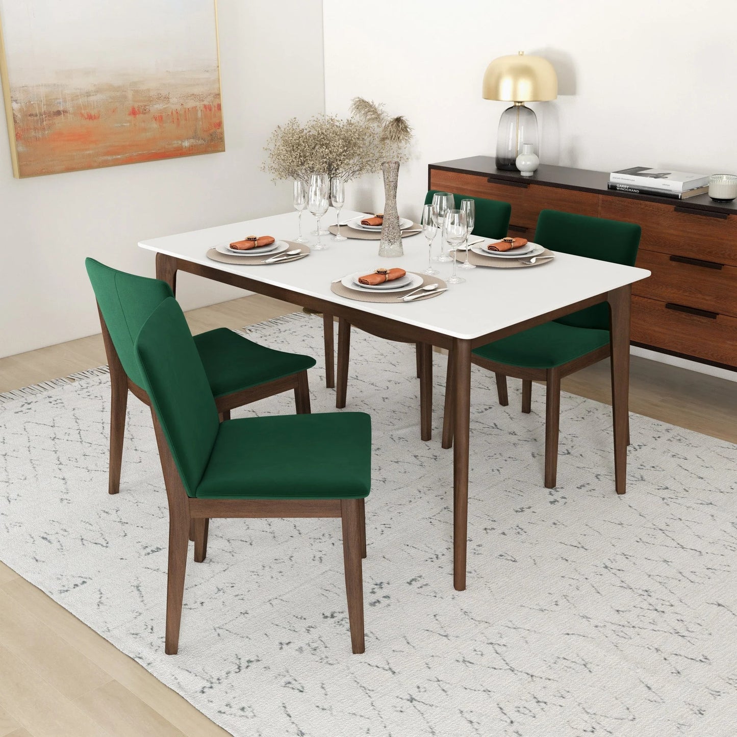 Laura Mid-Century Modern Solid Wood Dining Chair Set Of 2