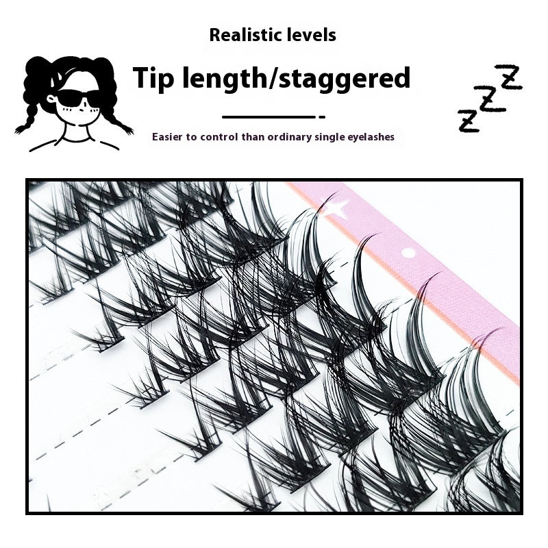 False Eyelashes 10 Rows Oblique Flying Cluster Natural Look
