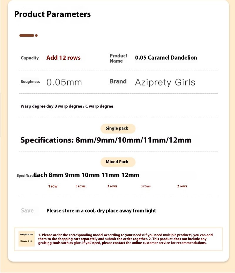 False Eyelashes Deep Coffee Style 8mm-12mm Thickness & Length Variations