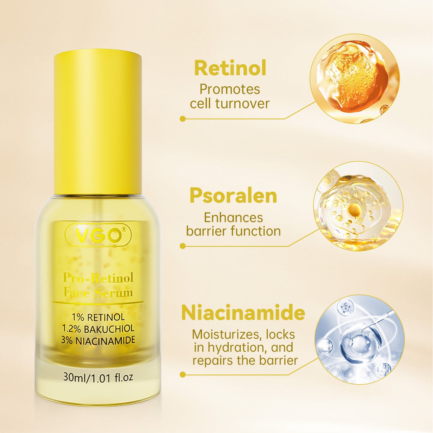 Pro-Retinol Face Serum for Anti-Aging and Skin Brightening - 30ml