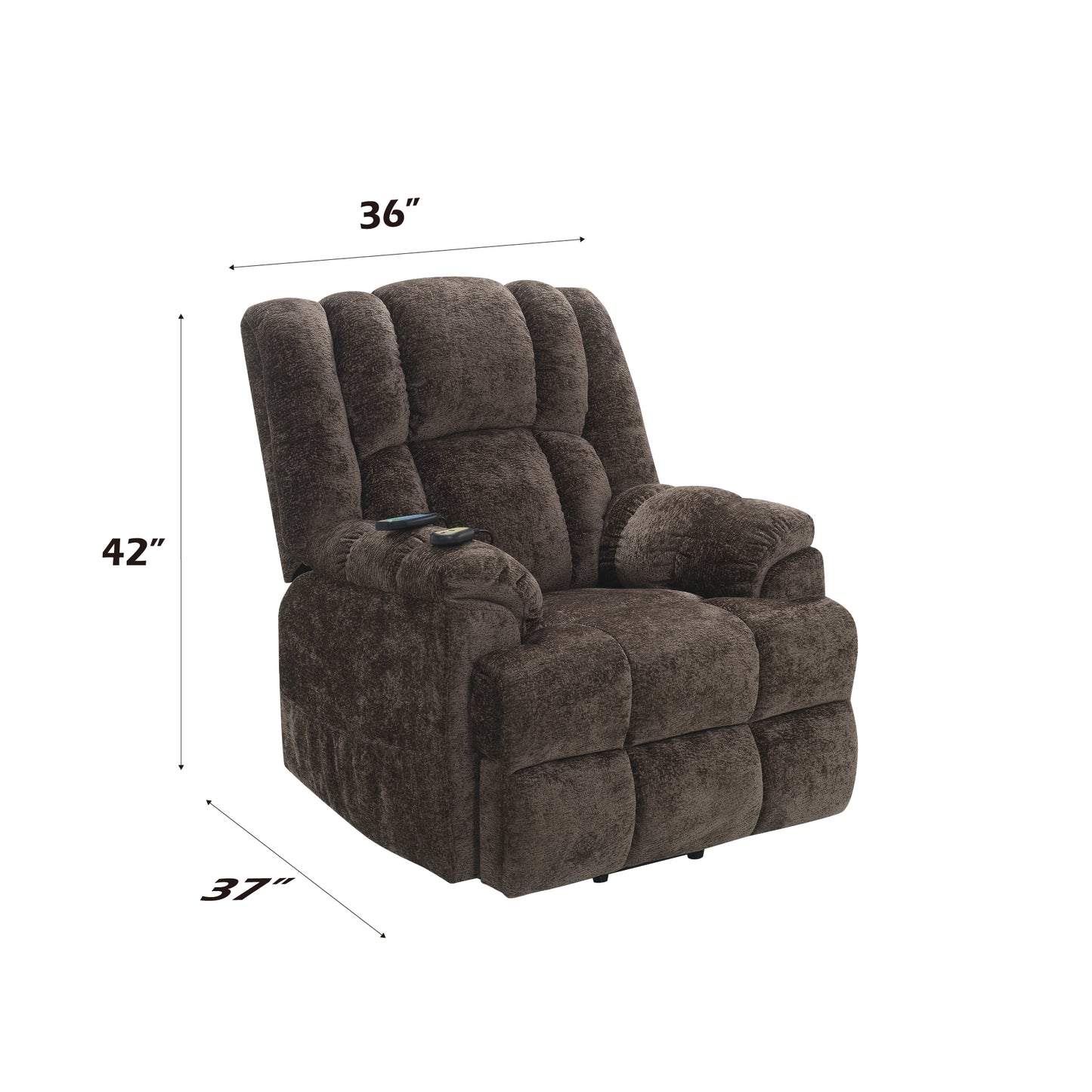 Power Motion Recliner with Lift, Heating & Massage - Brown Chenille