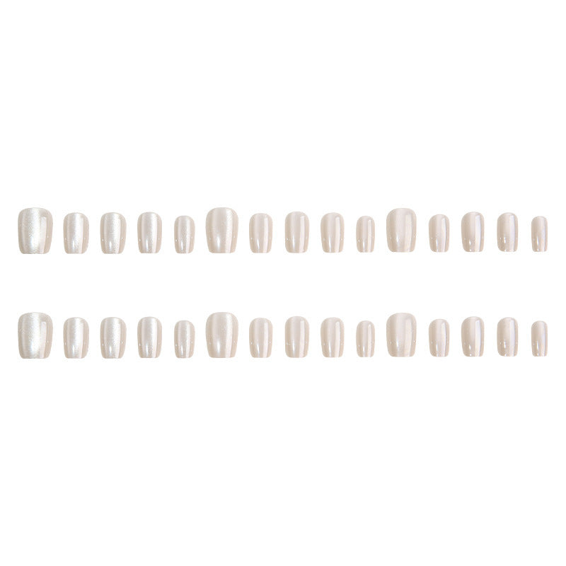 White Moonlight Cat Eye Nail Tips - Wearable Nail Decorations