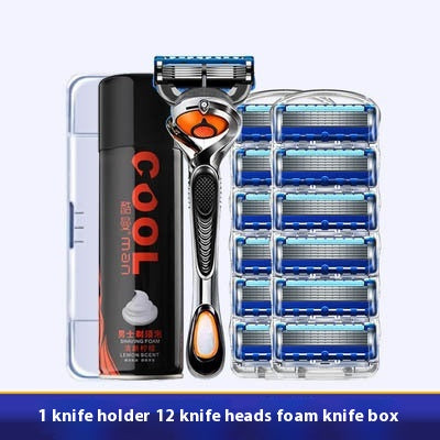 Men's 5-Layer Manual Razor Shaver with Blade Refills