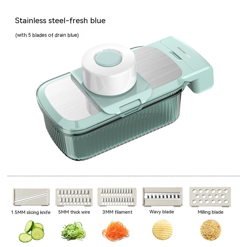 Multi-function Vegetable Chopper with Blades & Basket - Kitchen Grater for Potatoes & More