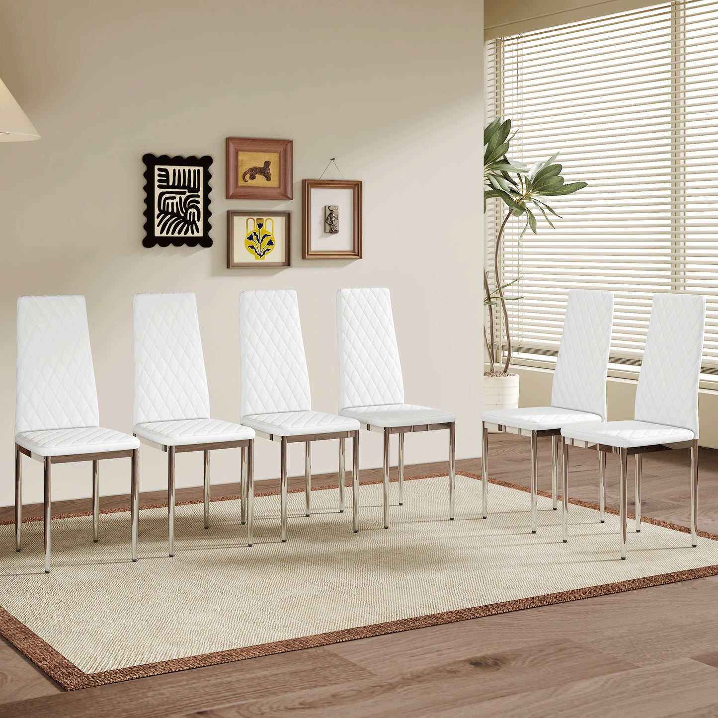 Modern Style Dining Chairs Set Of 6 In White, Essential For