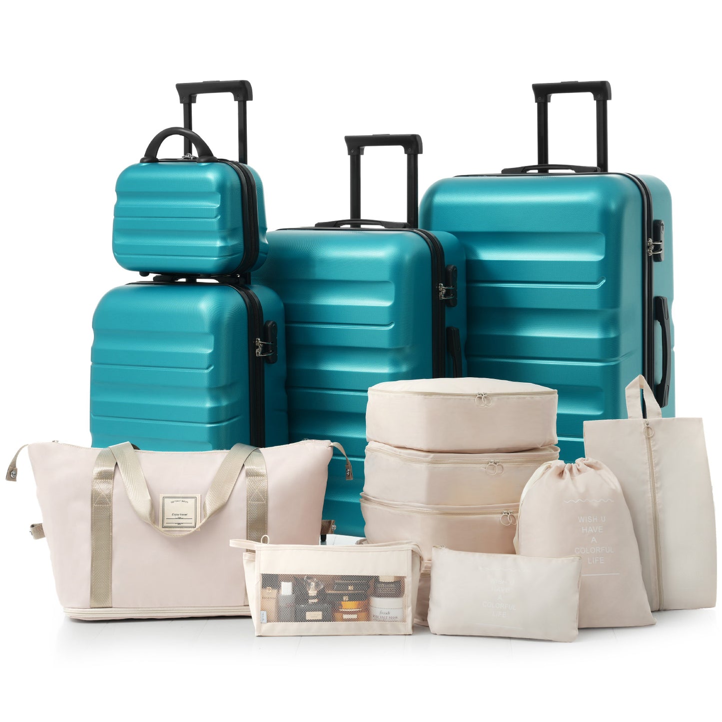 Hardshell ABS Luggage Set - Lightweight Suitcases with Dual Spinner Wheels - Blue
