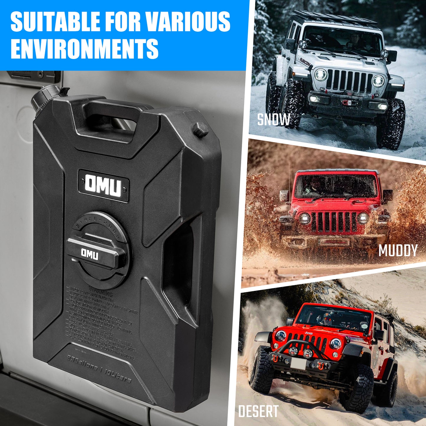 2.64 Gallon Gasoline Container and Mount Set for Jeep Wrangler