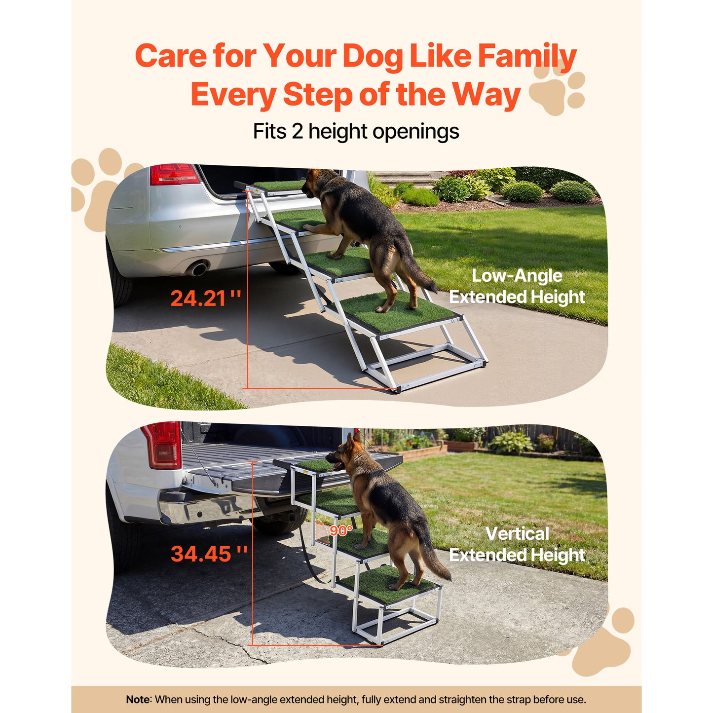 Foldable Dog Car Steps - 4 Wide Non-Slip Pet Ramp for Large Dogs