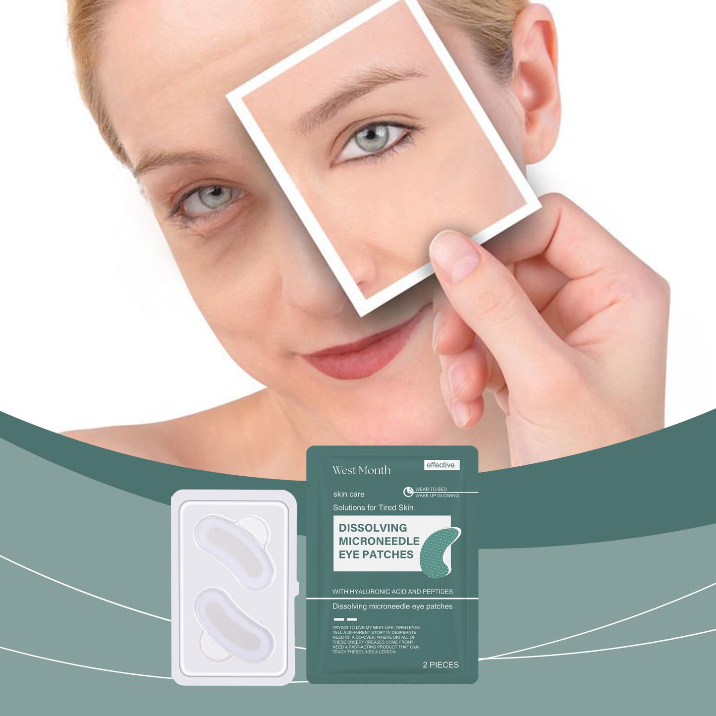 Hyaluronic Acid Microneedle Eye Mask for Eye Bags & Dark Circles - 2pcs