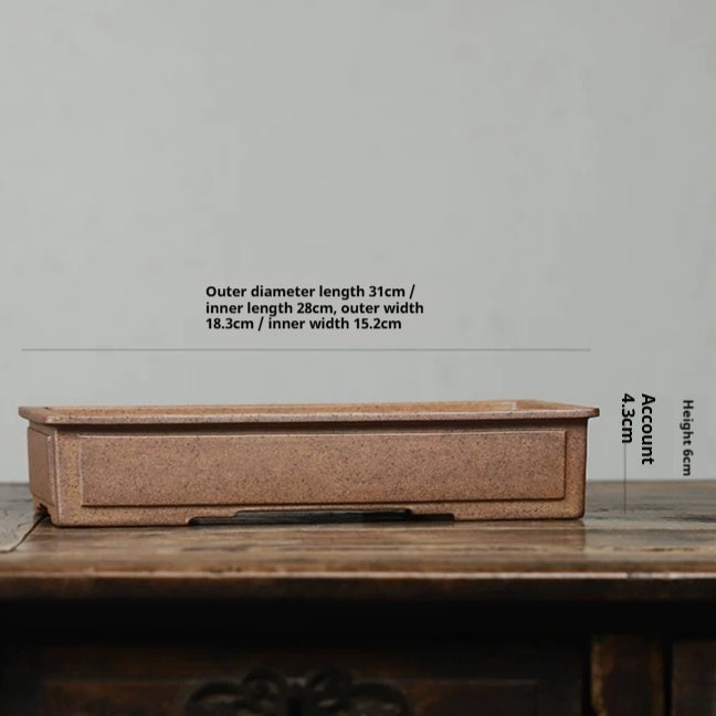Rectangular Bonsai Pot - Handmade Yixing Clay Flower Planter for Indoor Garden